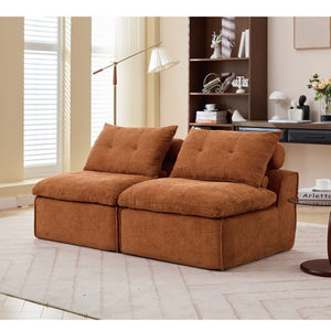 English Elm New Modular Chenille Two Seat Lounge Sofa with Neck and Lumbar Pillow Support W2108P261274