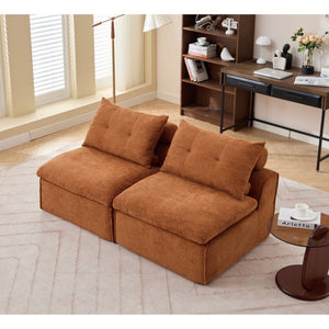 English Elm New Modular Chenille Two Seat Lounge Sofa with Neck and Lumbar Pillow Support W2108P261274