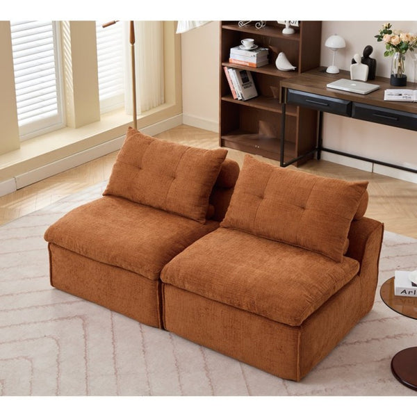 English Elm New Modular Chenille Two Seat Lounge Sofa with Neck and Lumbar Pillow Support W2108P261274