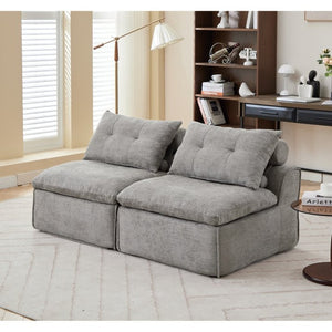 English Elm New Modular Chenille Sofa with Pocket Spring Support and Included Pillows for Compact Living Light Gray W2108P261275