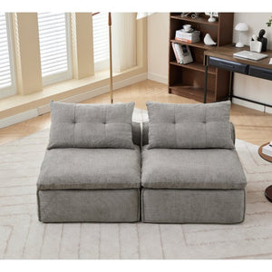 English Elm New Modular Chenille Sofa with Pocket Spring Support and Included Pillows for Compact Living Light Gray W2108P261275