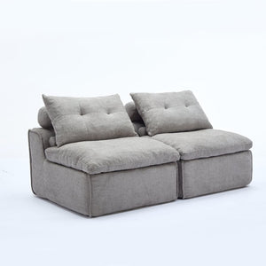 English Elm New Modular Chenille Sofa with Pocket Spring Support and Included Pillows for Compact Living Light Gray W2108P261275