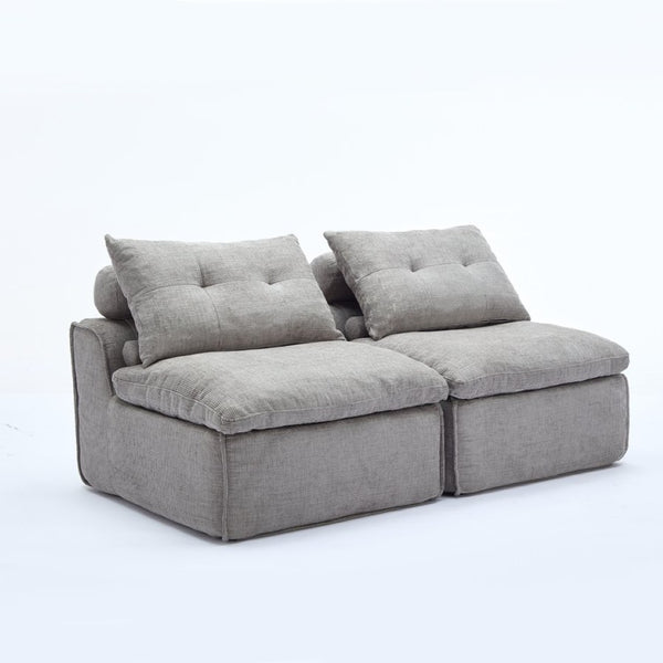 English Elm New Modular Chenille Sofa with Pocket Spring Support and Included Pillows for Compact Living Light Gray W2108P261275