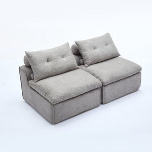 English Elm New Modular Chenille Sofa with Pocket Spring Support and Included Pillows for Compact Living Light Gray W2108P261275