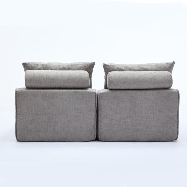 English Elm New Modular Chenille Sofa with Pocket Spring Support and Included Pillows for Compact Living Light Gray W2108P261275