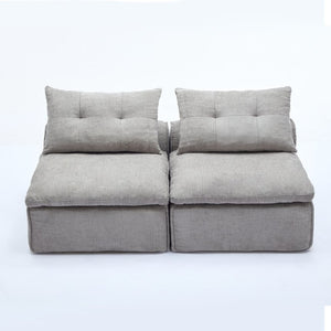 English Elm New Modular Chenille Sofa with Pocket Spring Support and Included Pillows for Compact Living Light Gray W2108P261275