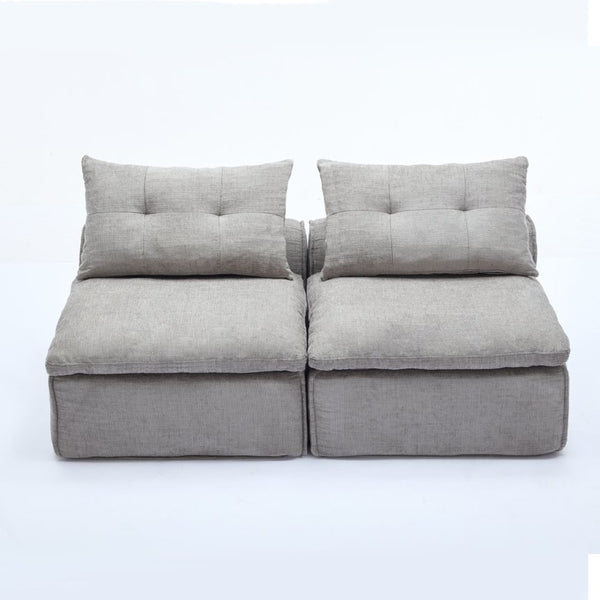English Elm New Modular Chenille Sofa with Pocket Spring Support and Included Pillows for Compact Living Light Gray W2108P261275