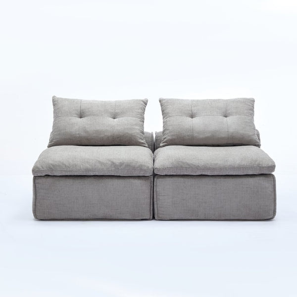 English Elm New Modular Chenille Sofa with Pocket Spring Support and Included Pillows for Compact Living Light Gray W2108P261275