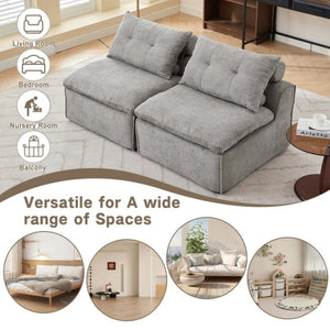 English Elm New Modular Chenille Sofa with Pocket Spring Support and Included Pillows for Compact Living Light Gray W2108P261275