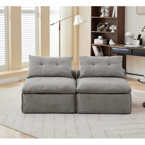 English Elm New Modular Chenille Sofa with Pocket Spring Support and Included Pillows for Compact Living Light Gray W2108P261275