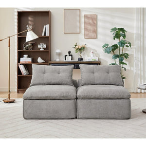 English Elm New Modular Chenille Sofa with Pocket Spring Support and Included Pillows for Compact Living Light Gray W2108P261275