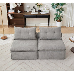 English Elm New Modular Chenille Sofa with Pocket Spring Support and Included Pillows for Compact Living Light Gray W2108P261275