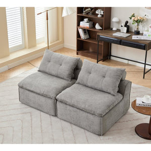 English Elm New Modular Chenille Sofa with Pocket Spring Support and Included Pillows for Compact Living Light Gray W2108P261275