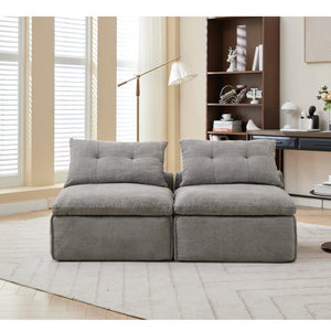 English Elm New Modular Chenille Sofa with Pocket Spring Support and Included Pillows for Compact Living Light Gray W2108P261275