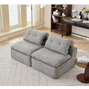 English Elm New Modular Chenille Sofa with Pocket Spring Support and Included Pillows for Compact Living Light Gray W2108P261275
