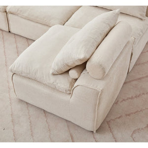 English Elm New Modular Chenille Sofa with Pocket Spring Support and Included Pillows for Compact Living Beige W2108P261276