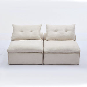 English Elm New Modular Chenille Sofa with Pocket Spring Support and Included Pillows for Compact Living Beige W2108P261276