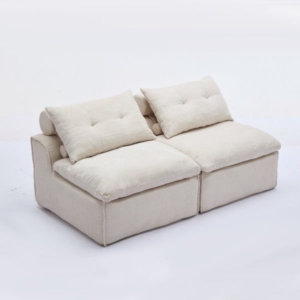 English Elm New Modular Chenille Sofa with Pocket Spring Support and Included Pillows for Compact Living Beige W2108P261276
