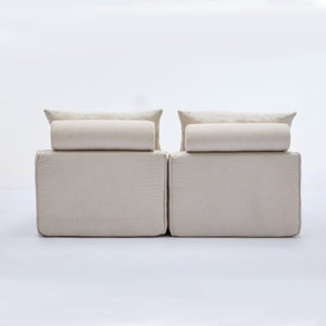 English Elm New Modular Chenille Sofa with Pocket Spring Support and Included Pillows for Compact Living Beige W2108P261276