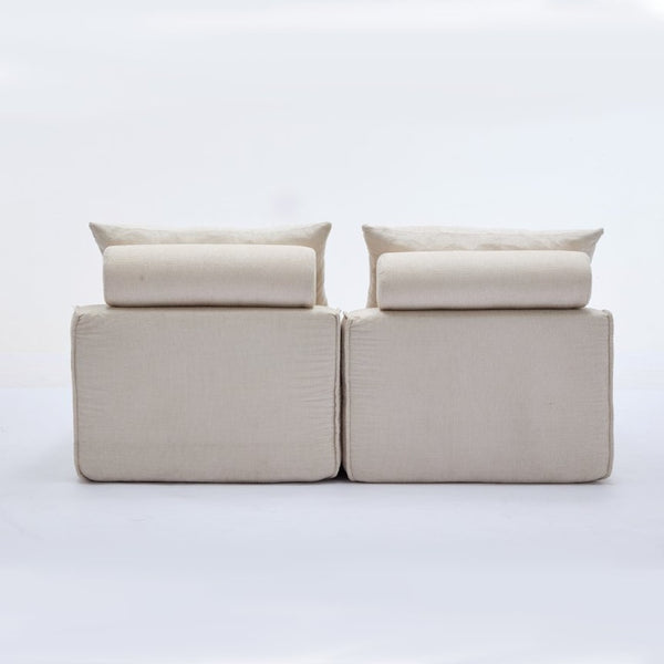 English Elm New Modular Chenille Sofa with Pocket Spring Support and Included Pillows for Compact Living Beige W2108P261276