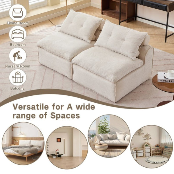 English Elm New Modular Chenille Sofa with Pocket Spring Support and Included Pillows for Compact Living Beige W2108P261276