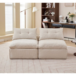 English Elm New Modular Chenille Sofa with Pocket Spring Support and Included Pillows for Compact Living Beige W2108P261276