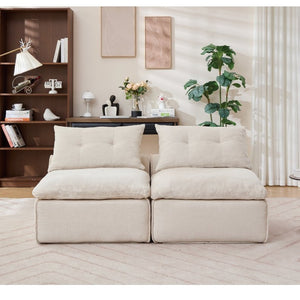 English Elm New Modular Chenille Sofa with Pocket Spring Support and Included Pillows for Compact Living Beige W2108P261276