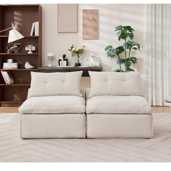 English Elm New Modular Chenille Sofa with Pocket Spring Support and Included Pillows for Compact Living Beige W2108P261276