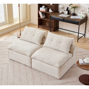 English Elm New Modular Chenille Sofa with Pocket Spring Support and Included Pillows for Compact Living Beige W2108P261276
