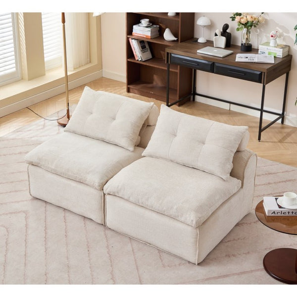English Elm New Modular Chenille Sofa with Pocket Spring Support and Included Pillows for Compact Living Beige W2108P261276