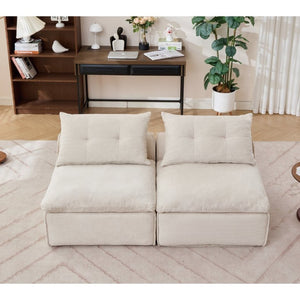 English Elm New Modular Chenille Sofa with Pocket Spring Support and Included Pillows for Compact Living Beige W2108P261276
