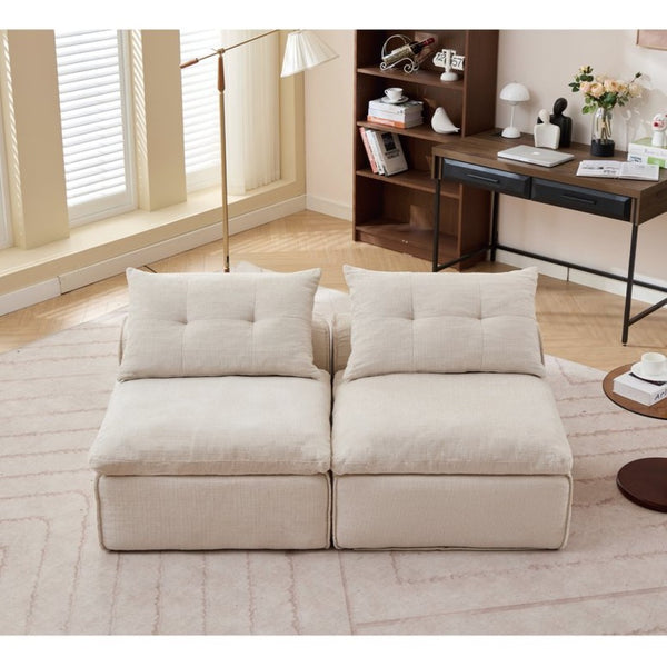 English Elm New Modular Chenille Sofa with Pocket Spring Support and Included Pillows for Compact Living Beige W2108P261276