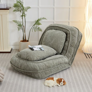 English Elm 611Green Foldable Floor Chair Sleeper with Adjustable Metal Frame for Lounge or Guest Use W2108P277195