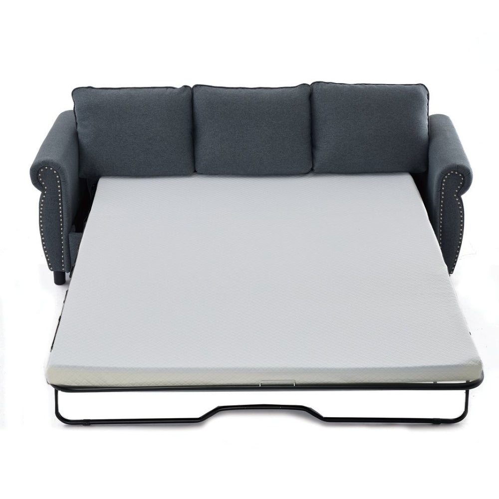English Elm 406 Dark Gray Polyester Sleeper Sofa with Solid Wood Frame for Compact Living Spaces W2108P382981
