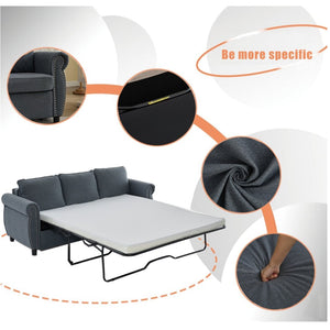 English Elm 406 Dark Gray Polyester Sleeper Sofa with Solid Wood Frame for Compact Living Spaces W2108P382981