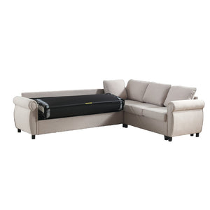 English Elm [new Arrived] L-shaped Sectional Sleeper Sofa with Pull-out Queen Bed for Living Room Beige W2108S00031