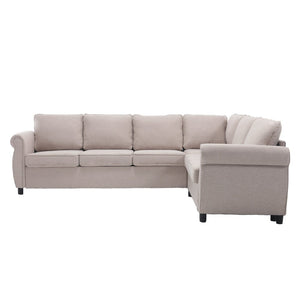 English Elm [new Arrived] L-shaped Sectional Sleeper Sofa with Pull-out Queen Bed for Living Room Beige W2108S00031