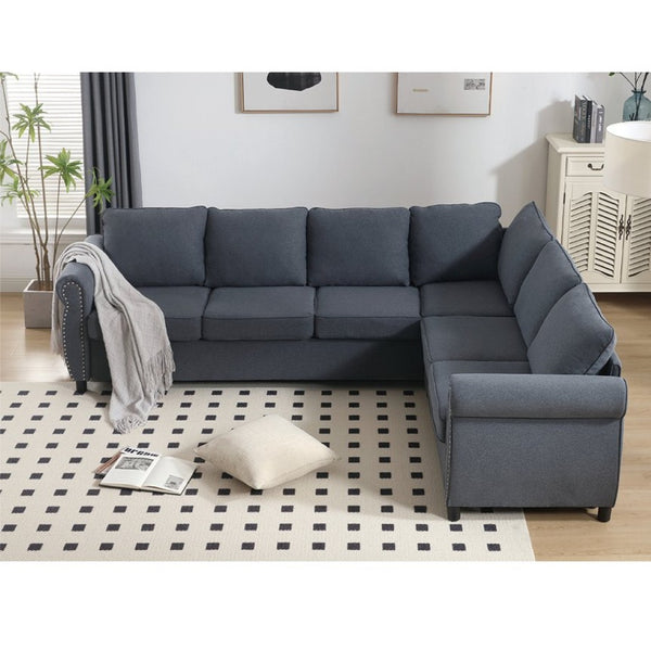 English Elm [new Arrived] L-shaped Sectional Sleeper Sofa with Pull-out Queen Bed for Living Room Gray W2108S00032