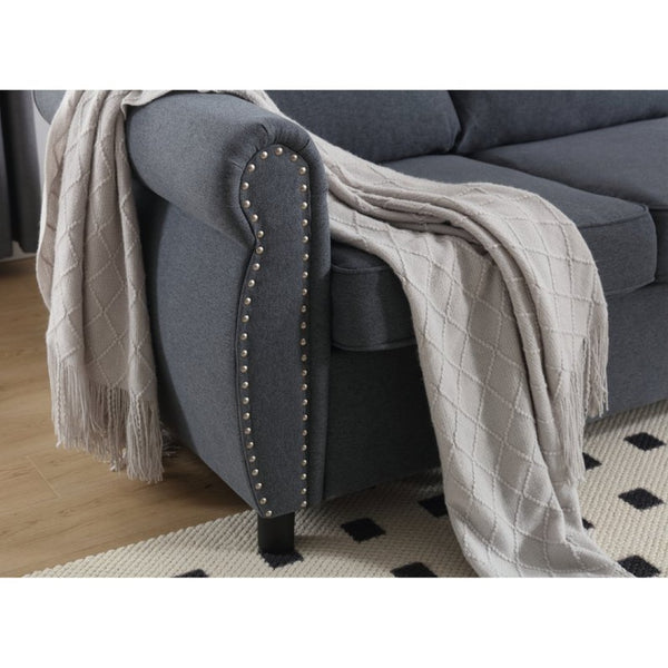 English Elm [new Arrived] L-shaped Sectional Sleeper Sofa with Pull-out Queen Bed for Living Room Gray W2108S00032