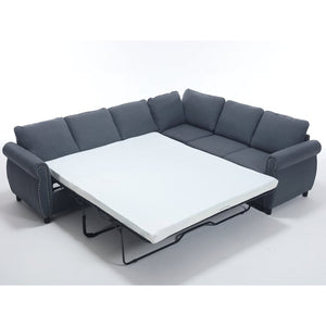 English Elm [new Arrived] L-shaped Sectional Sleeper Sofa with Pull-out Queen Bed for Living Room Gray W2108S00032