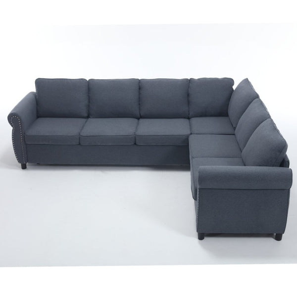 English Elm [new Arrived] L-shaped Sectional Sleeper Sofa with Pull-out Queen Bed for Living Room Gray W2108S00032