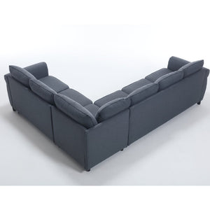 English Elm [new Arrived] L-shaped Sectional Sleeper Sofa with Pull-out Queen Bed for Living Room Gray W2108S00032
