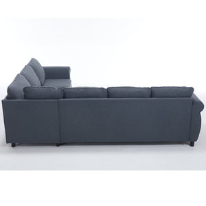 English Elm [new Arrived] L-shaped Sectional Sleeper Sofa with Pull-out Queen Bed for Living Room Gray W2108S00032