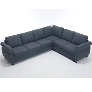 English Elm [new Arrived] L-shaped Sectional Sleeper Sofa with Pull-out Queen Bed for Living Room Gray W2108S00032