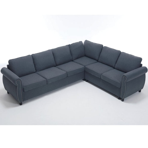 English Elm [new Arrived] L-shaped Sectional Sleeper Sofa with Pull-out Queen Bed for Living Room Gray W2108S00032