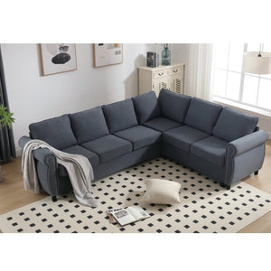 English Elm [new Arrived] L-shaped Sectional Sleeper Sofa with Pull-out Queen Bed for Living Room Gray W2108S00032