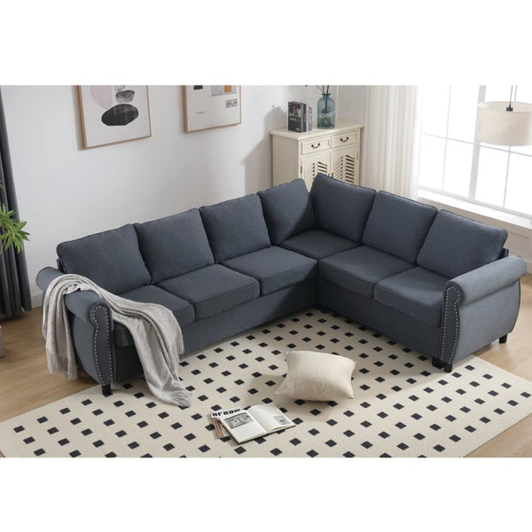English Elm [new Arrived] L-shaped Sectional Sleeper Sofa with Pull-out Queen Bed for Living Room Gray W2108S00032