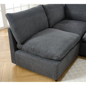 English Elm [new Modular Sectional Sofa with Wireless Charging Cup Holders Linen Upholstery 5 Seat W2108S00040