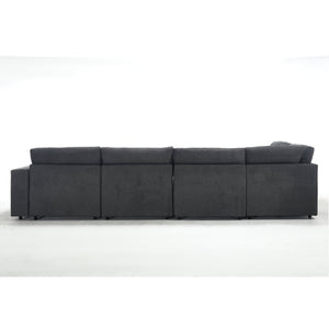 English Elm [new Modular Sectional Sofa with Wireless Charging Cup Holders Linen Upholstery 5 Seat W2108S00040