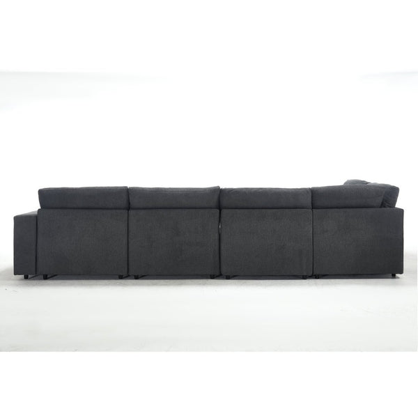 English Elm [new Modular Sectional Sofa with Wireless Charging Cup Holders Linen Upholstery 5 Seat W2108S00040